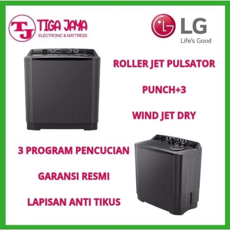 LG P1000RTM MESIN CUCI 2 TABUNG 10 KG BLACK P1000RTM