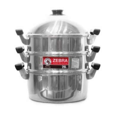 Panci Kukus 3 Susun Stainless / Dandang Kukus Stenlis / Steamer Zebra / 4pcs Steaming Set Zebra 26cm