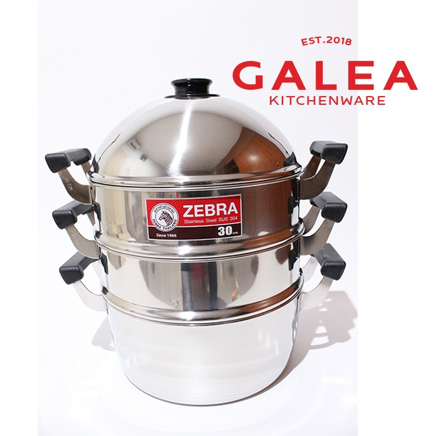 Panci Kukus 3 Susun Stainless / Dandang Kukus / Steamer Zebra / 4pcs Steaming Set Zebra 30cm 164430 