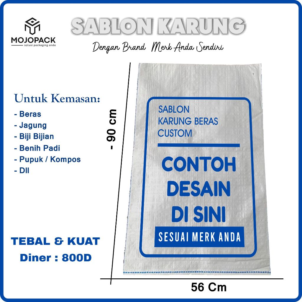 Karung 50 Kg Tebal diner 800 Tebal dan Kuat - Karung 50kg Sablon Custom