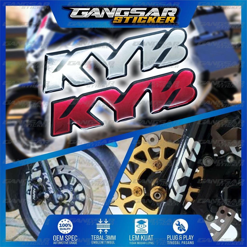 emblem timbul Kyb shock depan / emblem kyb suspension / sticker skok kyb