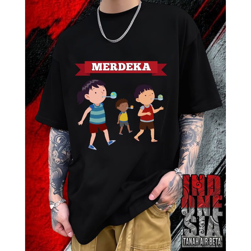 KAOS DISTRO KAOS ATASAN T-SHIRT 17 AGUSTUS COWOK MOTIF LOMBA KELERENG KEREN SABLON DTF 4WARNA