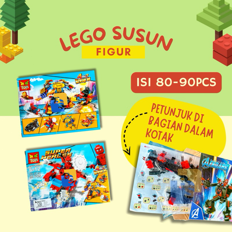 Mainan Brick Lego Ninjago 4in2 &amp; 2in1 Isi 80-90 Pcs / Block Lego - 1 Kotak