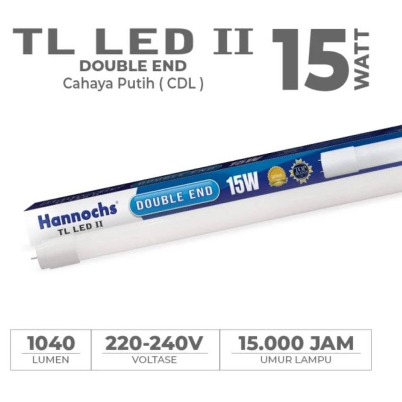 Paket Lampu TL (T8) Hannochs Double End 15 Watt + Kap TL (60cm)