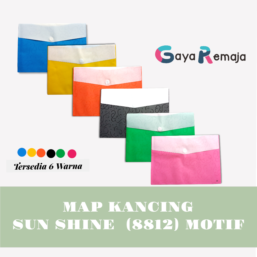 

(1 PCS) Map Kancing Sunshine Motif 8812 F4 Folio / Map Rekat Plastik Motif F4 / Folder File Rekat / Penyimpan Dokumen Berkas File 8812 Sun Shine