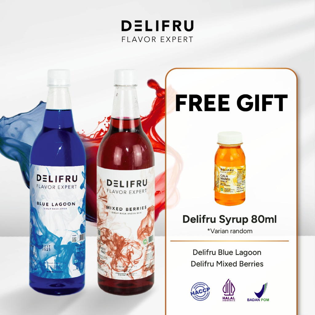 

Delifru Paket Bundling Syrup Mixed Berries 1L + Sirup Blue Lagoon 1L