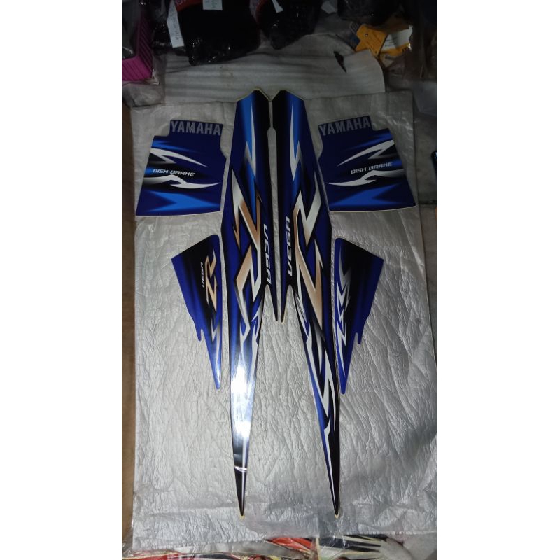 Striping stiker body kanan kiri full set Yamaha VegaR New 2007 warna biru ORIGINAL