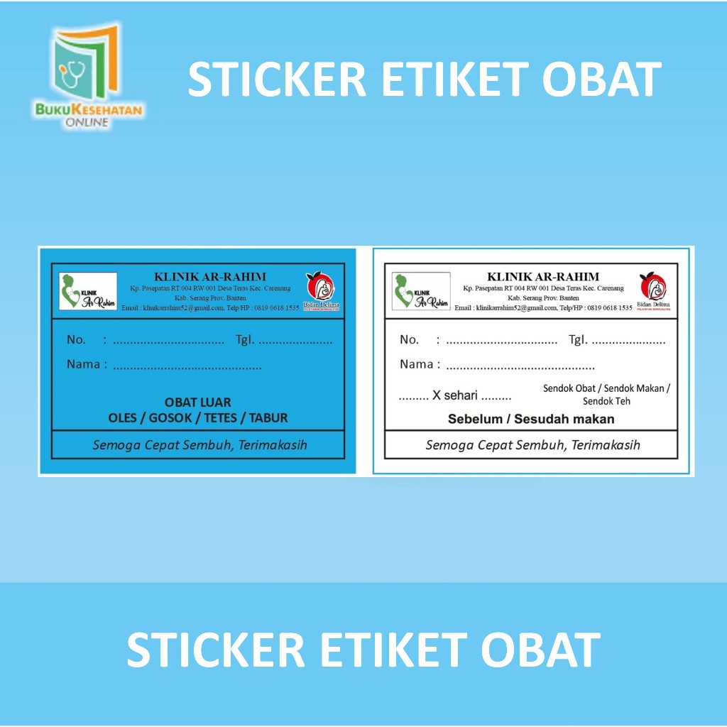 

STICKER ETIKET OBAT | Biru dan Putih