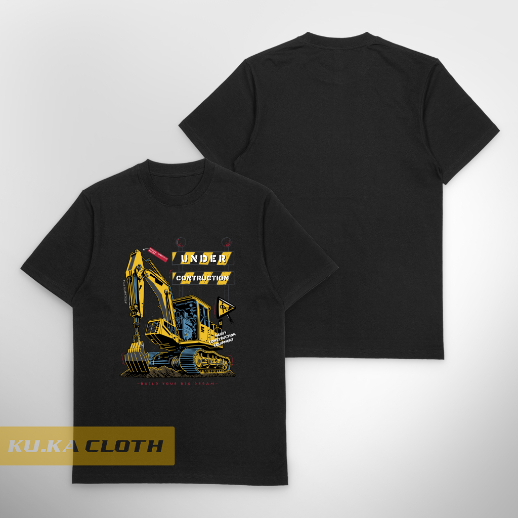 Baju Kaos Distro Pria yellow excavator construction