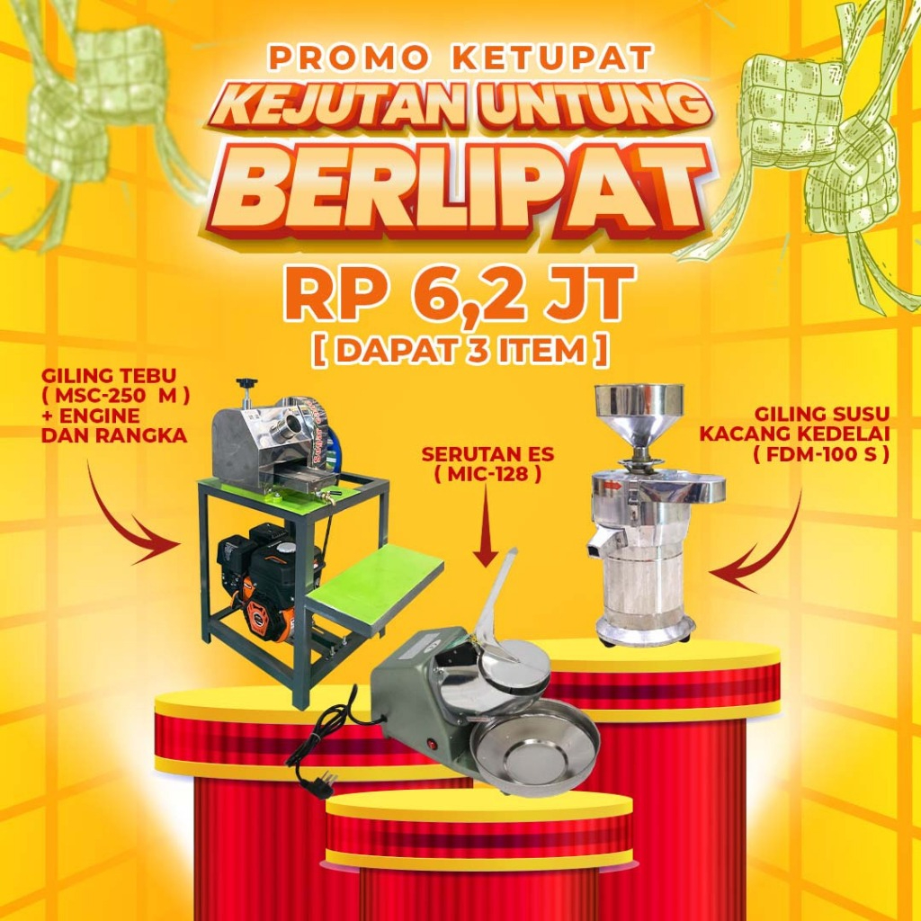 Promo Paket Bundling Mahkota Mesin Giling Tebu Gilingan Susu Kedelai & Serutan es Original