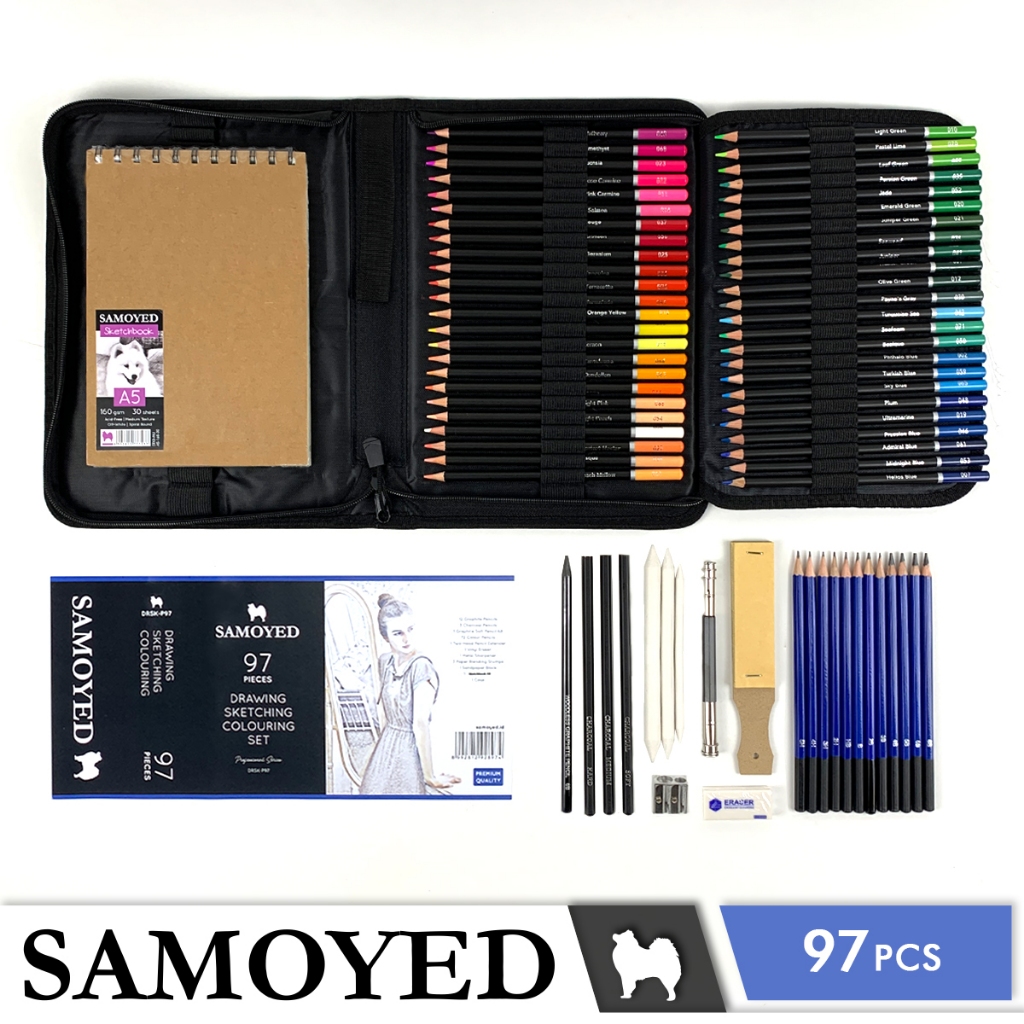 

Peralatan Pensil Gambar Sketsa Warna / Professional Drawing Sketching Colouring Set Samoyed DRSK-P97