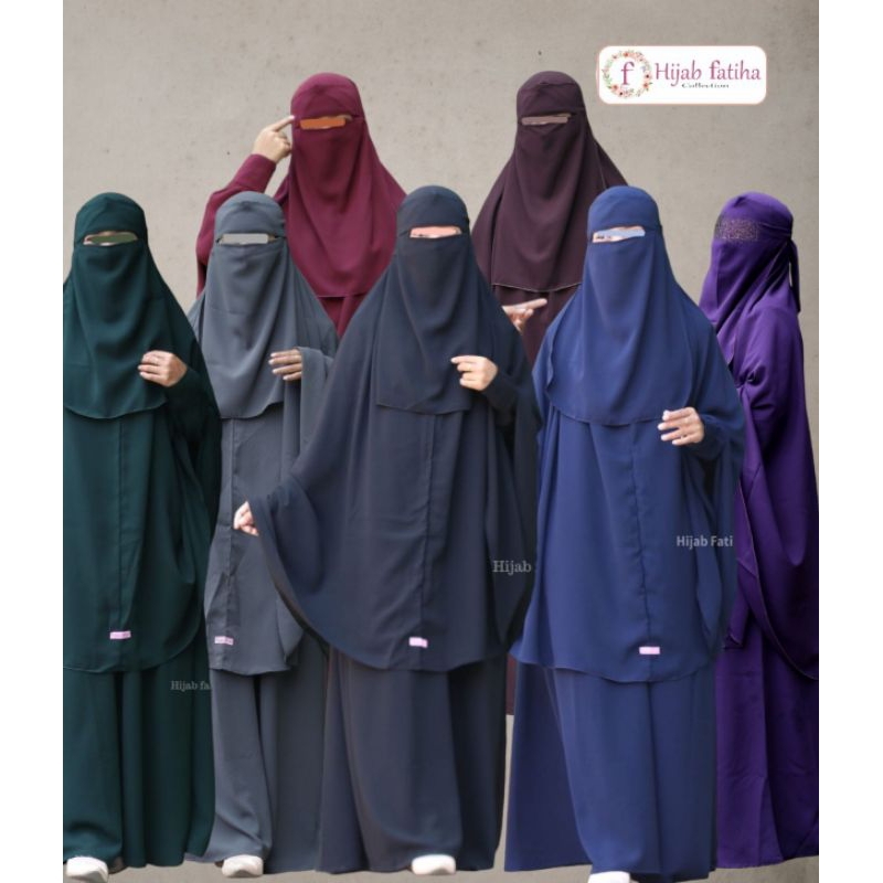 Gamis Syari set Polos Fathina, CADAR BANDANA, Hijab Fatiha