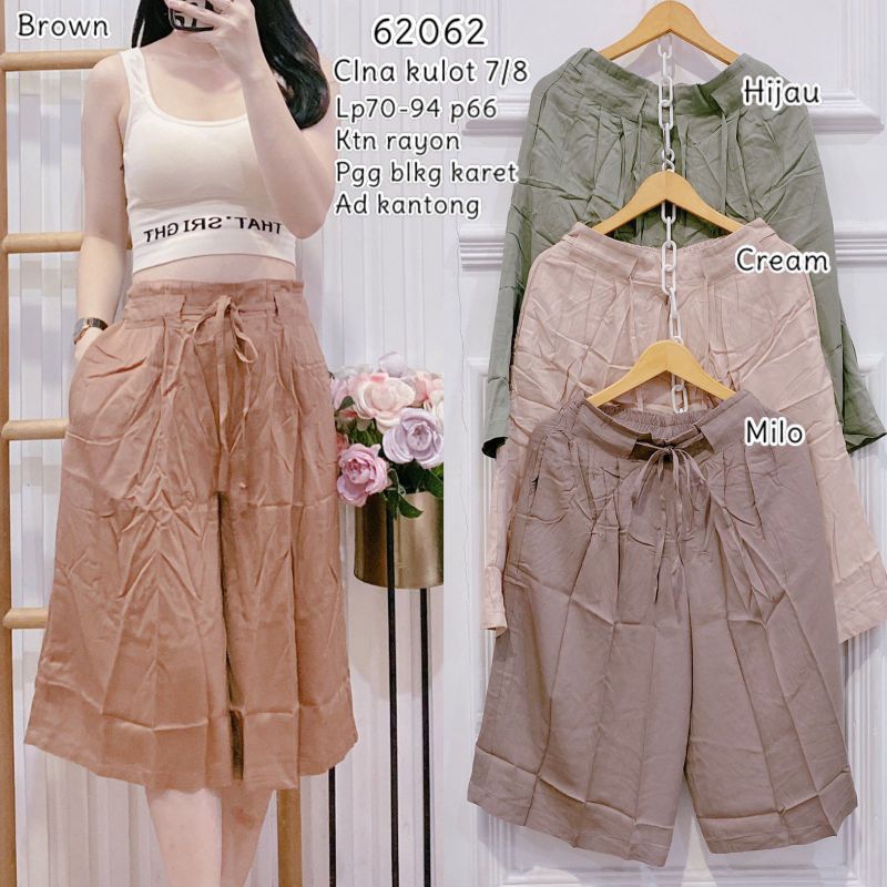 Gs 62062 Celana kulot wanita 7per8 bahan katun rayon