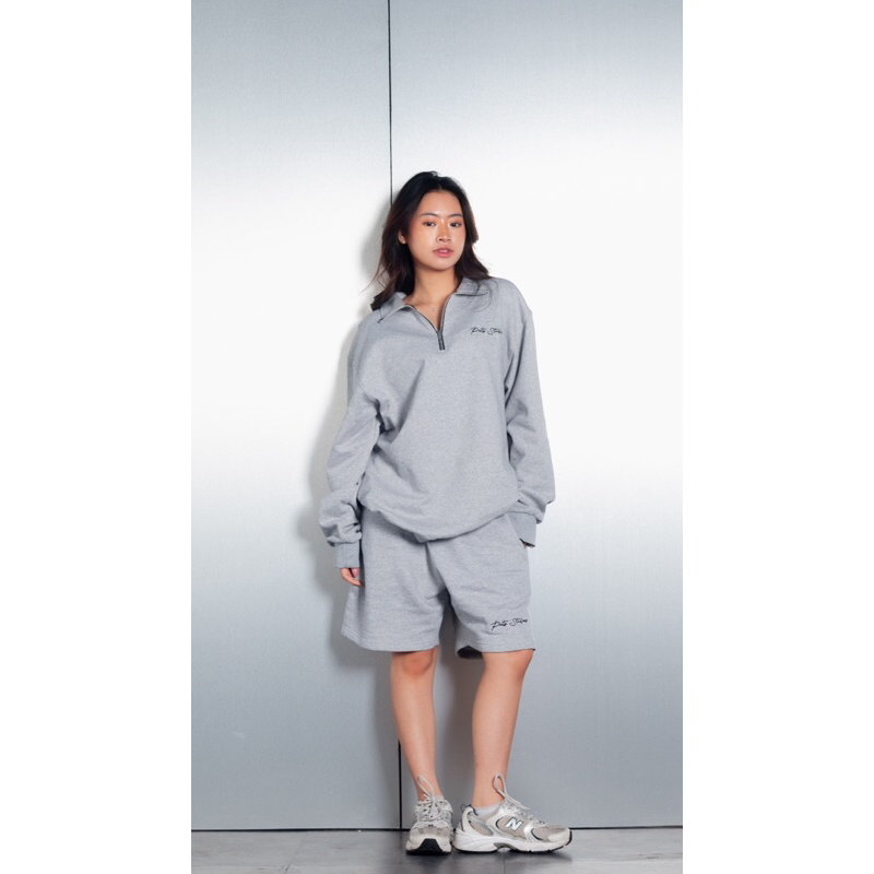 HALF ZIP BASIC SWEATER MISTY GREY