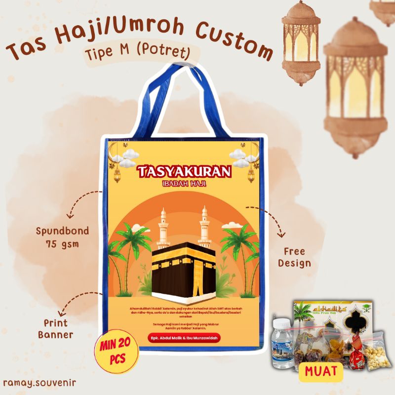 TAS HAJI UMROH CUSTOM MURAH/TAS OLEH-OLEH HAJI UMROH CUSTOM FOTO/FREE DESAIN/TAS SOUVENIR HAJI UMROH
