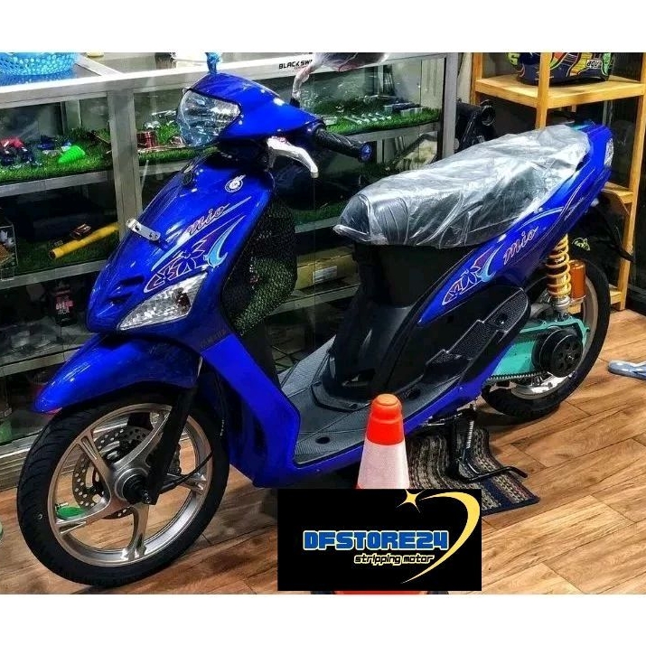 stripping lis sticker standar ori Yamaha mio sporty 2005 biru striping mio bunga