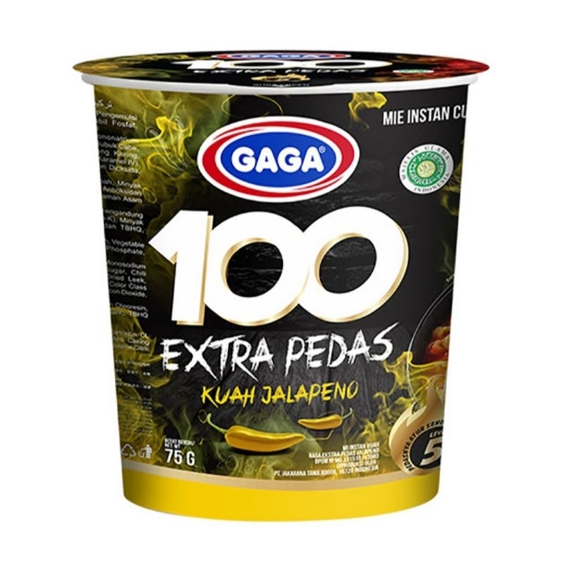 

GAGA 100 KEMASAN CUP. Extra Pedas Mie Instan Cup Kuah Jalapeno 75 g