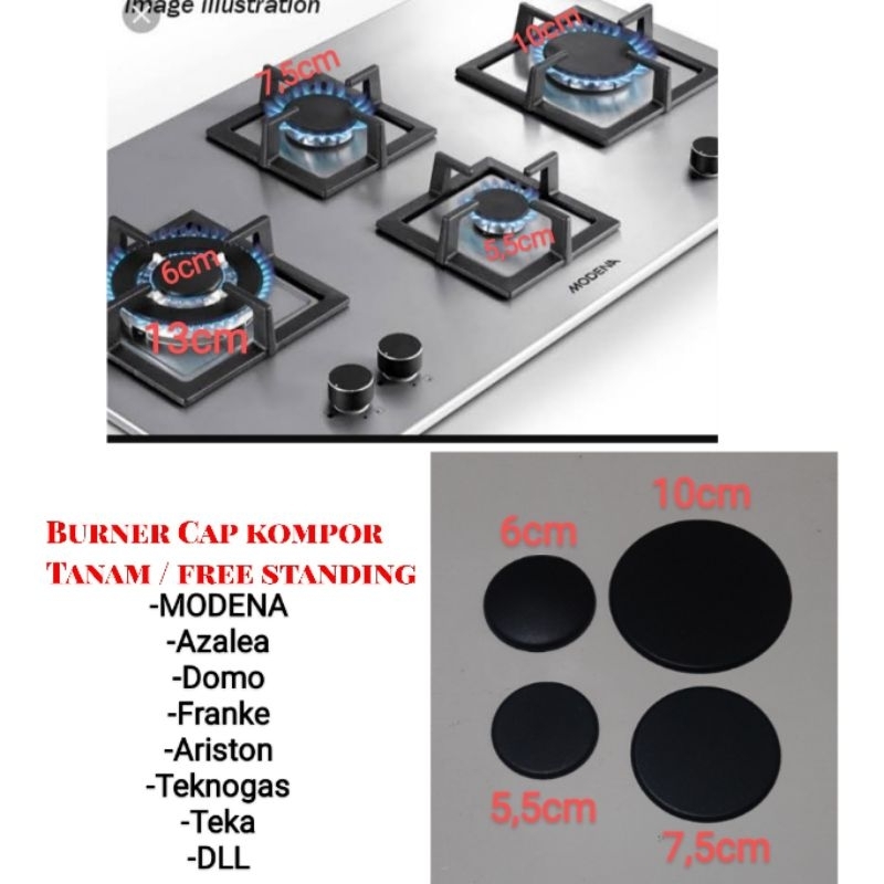 BURNER CAP KOMPOR TANAM / FREE STANDING MODENA 'Teka,Domo ,dll
