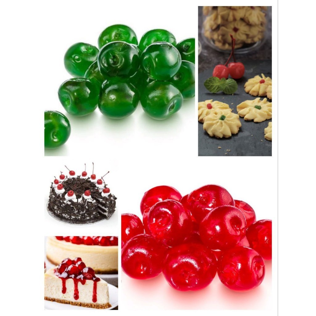 

Buah cherry ceri kering merah hijau topping kue 100gr