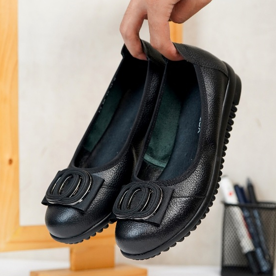 Pollux Monday WPOMT 02 - Sepatu Flat Shoes Wanita Bahan Kulit Asli | Sepatu Kerja Wanita