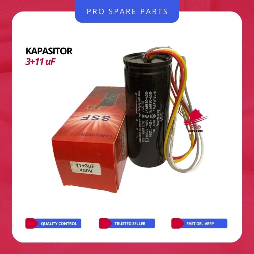 Kapasitor Mesin Cuci 3+11 uf - Kapasitor Double 3+11 Mikro