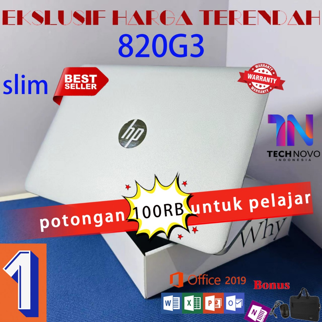 Laptop HP EliteBook 820 G3 Slim Notebook IPS Inter Core i5 Gen 6 RAM 8G SSD 256GB Banyak antarmuka  