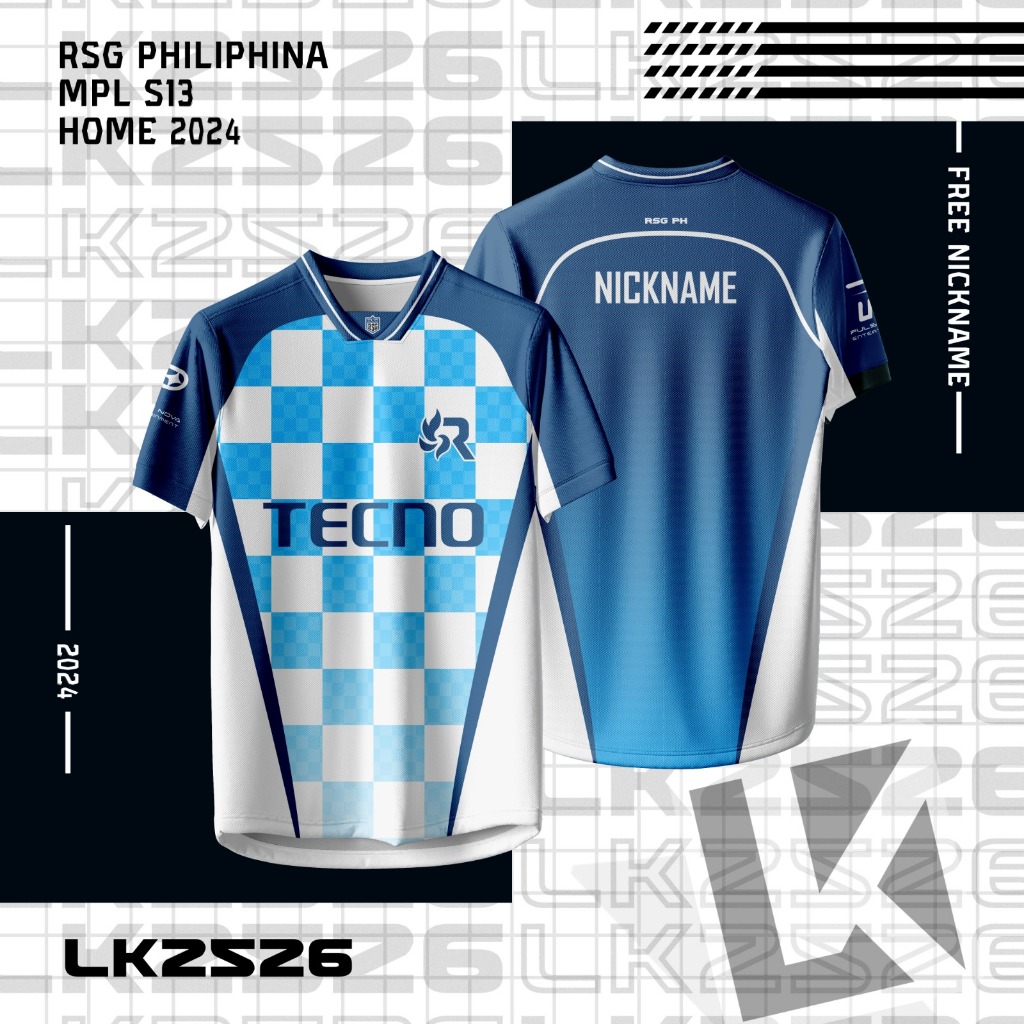 Jersey Esport Game RSG PH MPL S13 HOME 2024 Biru Jersey Gaming Full Print Custom Nama Nomor