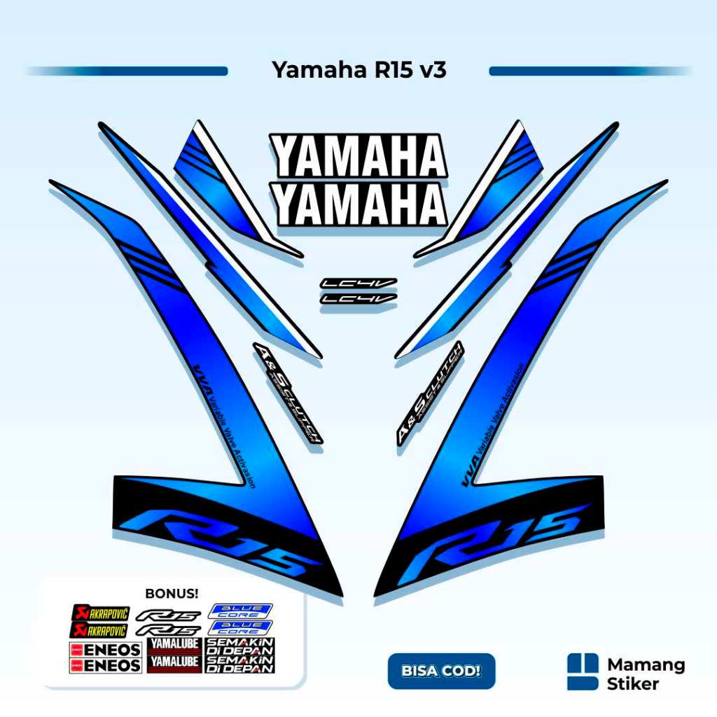 Striping R15 v3 Variasi (1) Full Body Simple Yzf Keren 2017 2018 2019 2020 2021 Api Anime RR Origina