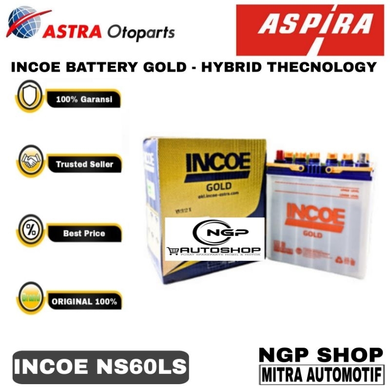 Aki Incoe 45Ah Ns60Ls - Incoe Battery Ns60Ls - Original