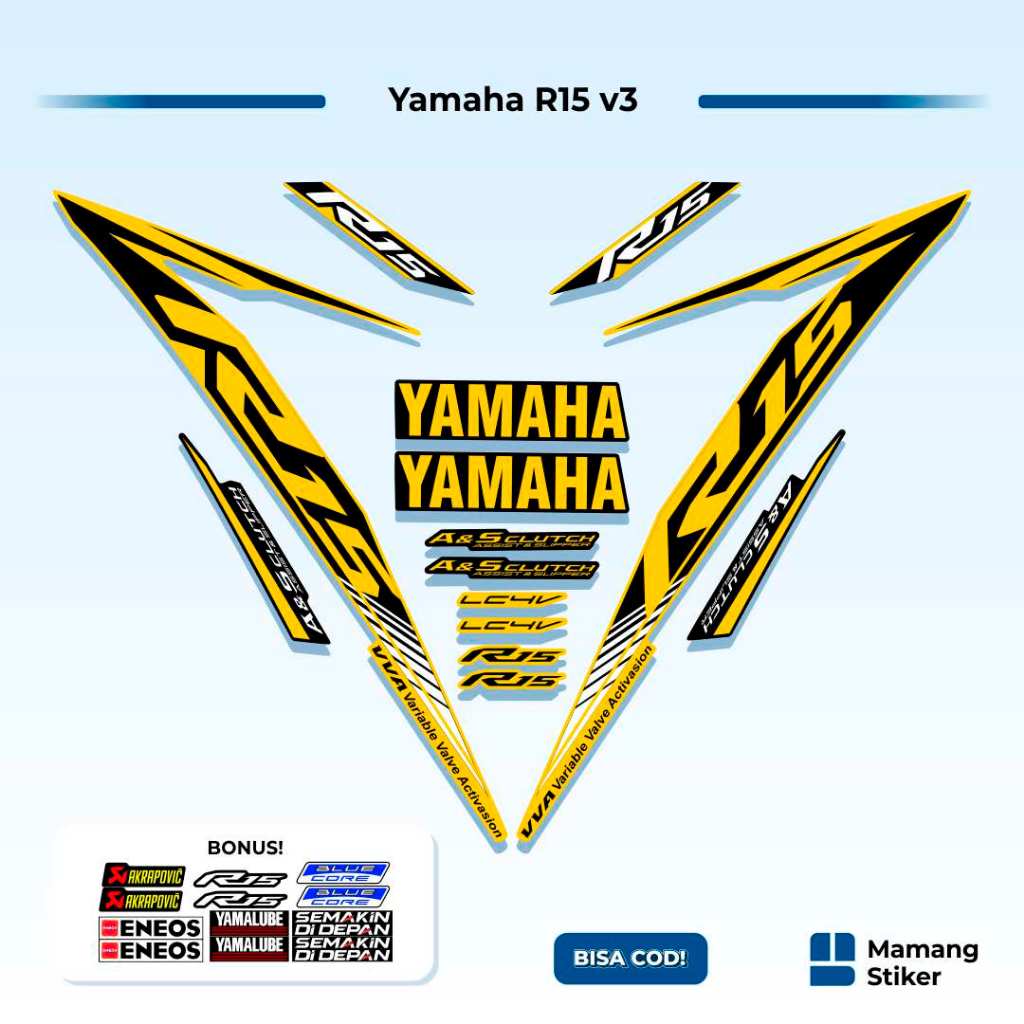 Striping R15 v3 Variasi (9) Full Body Simple Yzf Keren 2017 2018 2019 2020 2021 Api Anime RR Origina