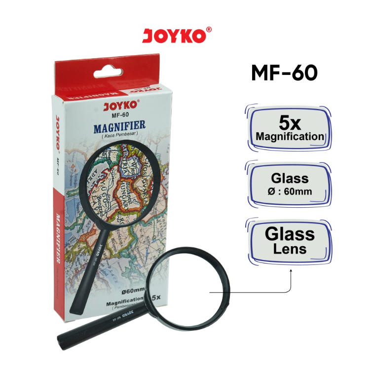 

Kaca Pembesar Magnifier Joyko MF-60 Panjang 13.5 cm x Lebar 6.3 cm
