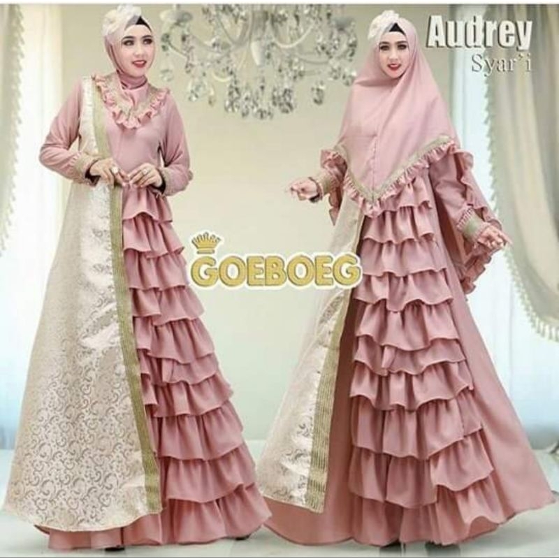 Gamis Syari set by Goeboeg Audrey Syar'i - pink [preloved]
