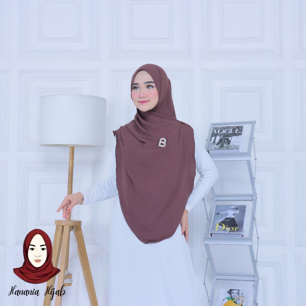 - Pashmina Oval Jumbo Crinkle Airflow Semi Syar'I Zunaira Pashmina Curve Pasti Ori
