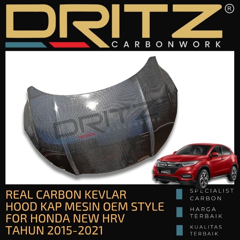Carbon HOOD KAP MESIN OEM Style HONDA HRV 2015 2021 Aksesoris Karbon Eksterior
