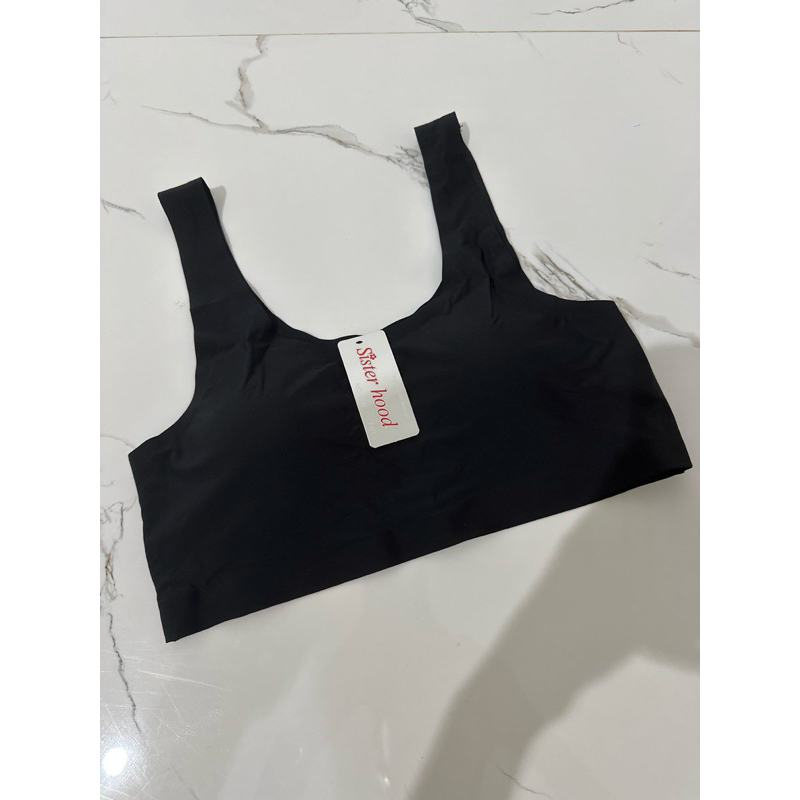 sisterhood bra bkk all size free size no hook, seamless enak black sport bra