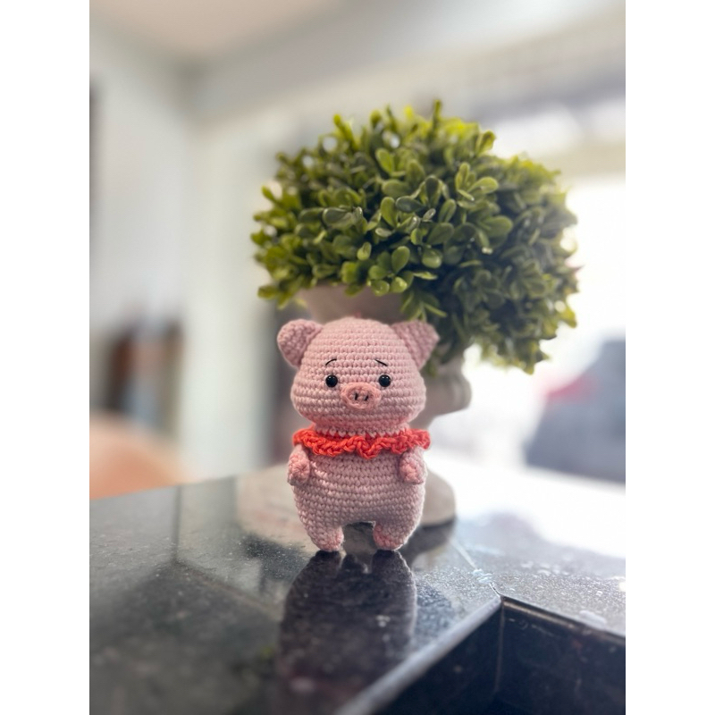 gantungan kunci ganci boneka rajut babi piggy shio lucu