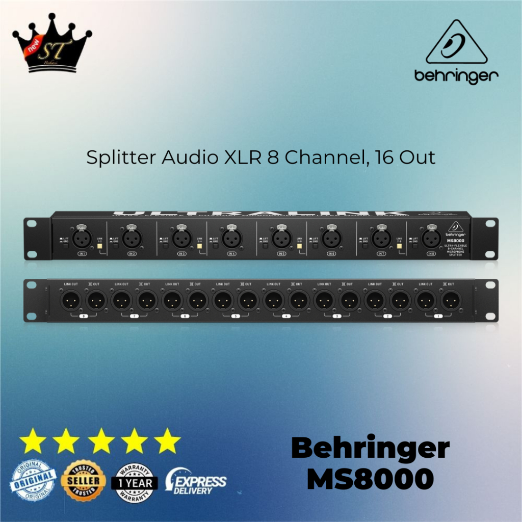 Behringer MS8000 MS 8000 Microphone Splitter MIc 8 Channel 16 Output XLR Distributor Pemecah Signal