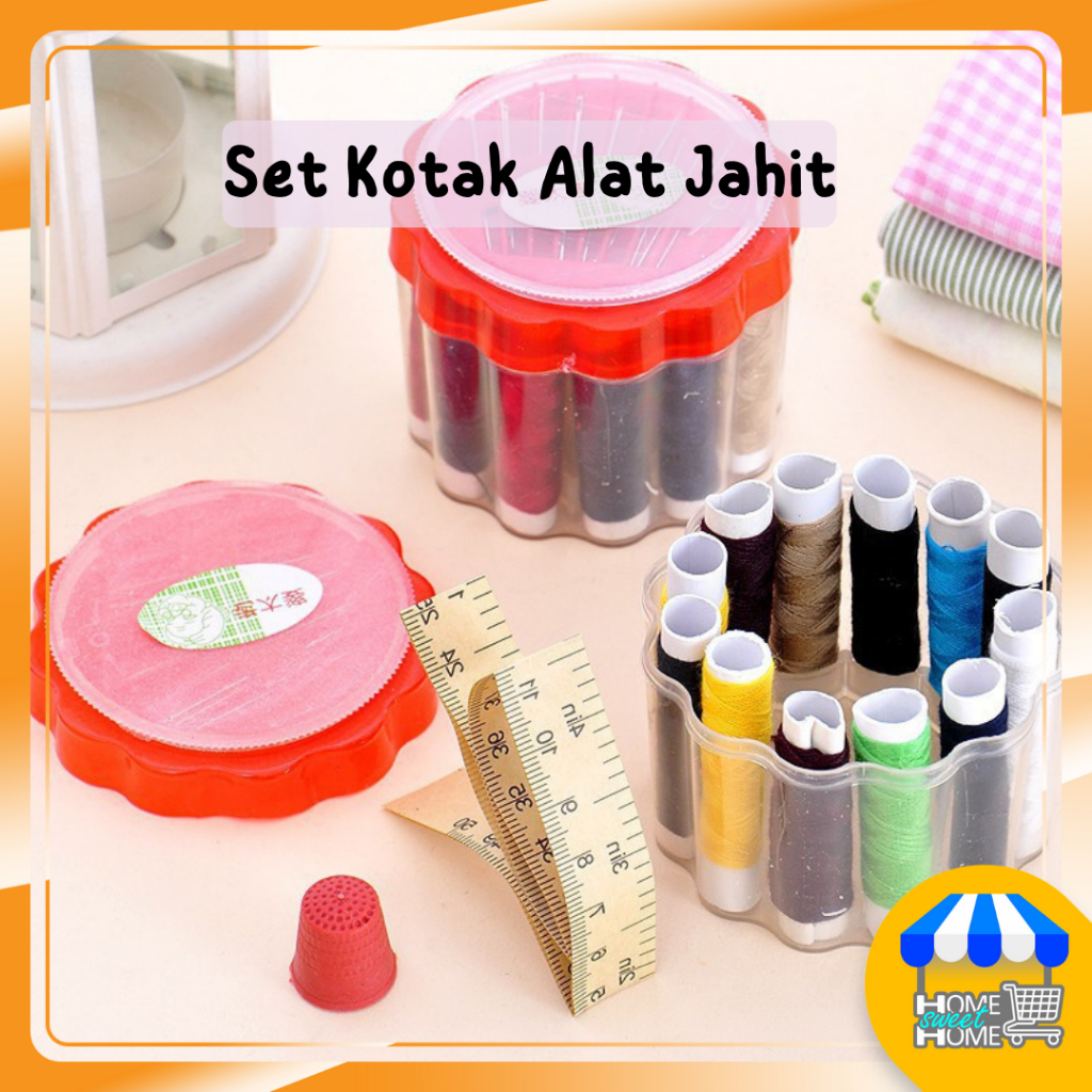 Set Kotak Alat Jahit Benang Meteran Jarum Jahit Kotak Jahit Sewing Kit Bagus Murah