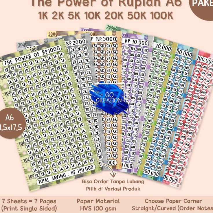 

Produk Termurah Buku Planner Refill Kertas Binder Nabung The Power Of Rupiah Saving Challenge Motif Premium 6 ring a6