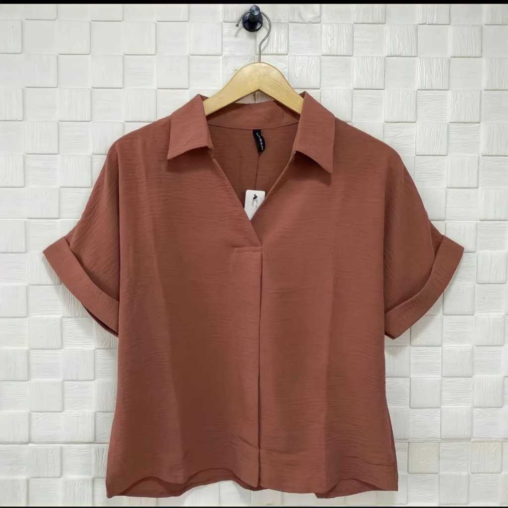 Kemeja Lengan Lipet Bahan Crinkle Airflow Premium//New Blouse Bahan crinkle Airflow premium