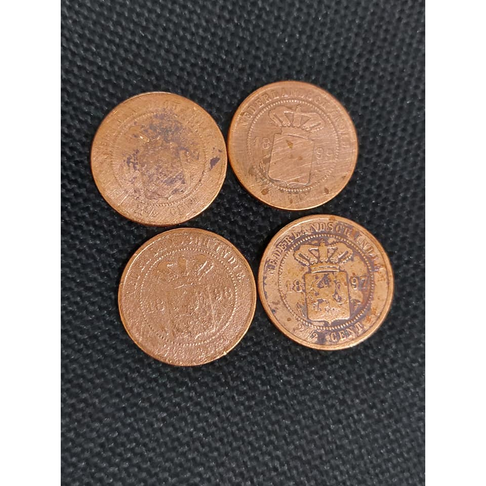 koin kuno 21/2 cent nederland indie 1897 1898 1899 empat buah