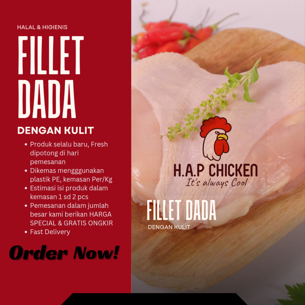 

Daging Ayam Dada Fillet Boneless (Dengan Kulit)