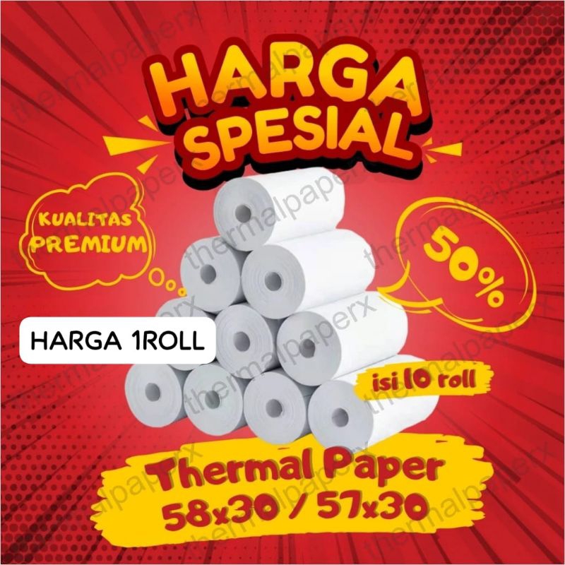 

1 ROLL Kertas Thermal Paper Rol Thermal EDC 57 x 30 58 x 30