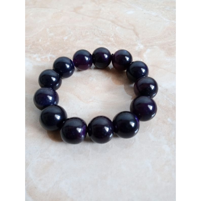 gelang batu kecubung Wulung asli original size 16mm