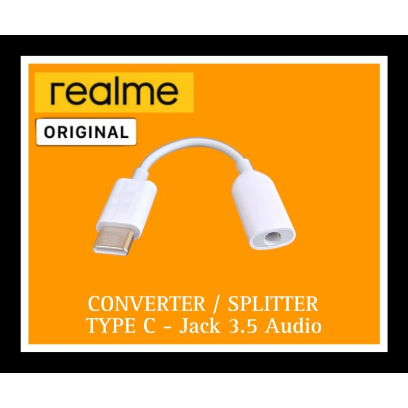 ( ORIGINAL 100% GARANSI) REALME CONVERTOR SPLITTER CONVERTER PENGHUBUNG HP AUDIO REALME 11 PRO REALM