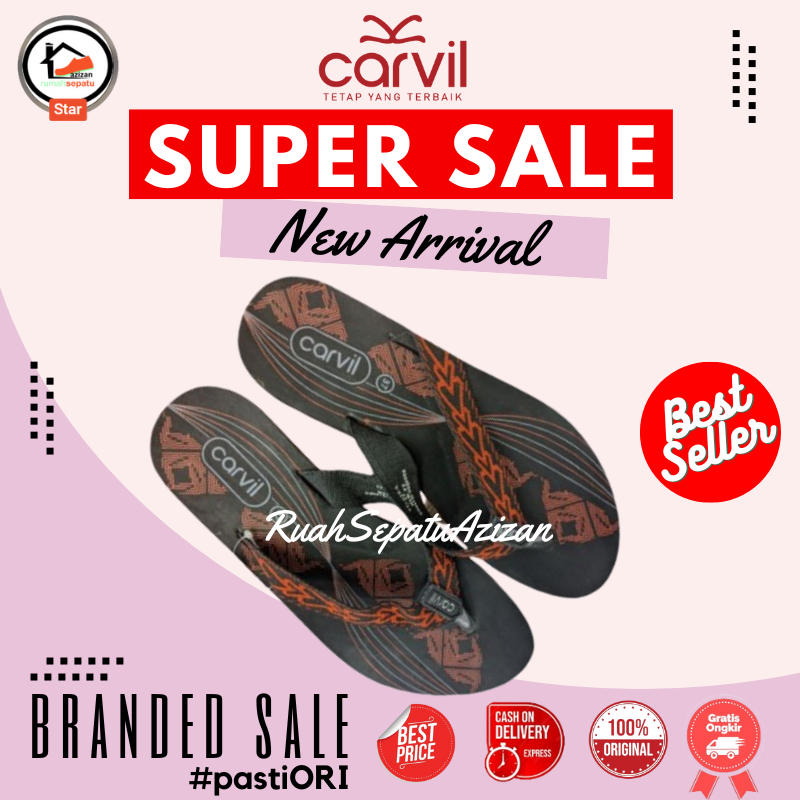 Carvil Velove -L | Sandal Jepit CARVIL (2 cm) Model Teplak Hak Pendek Wanita  | Original By Carvil