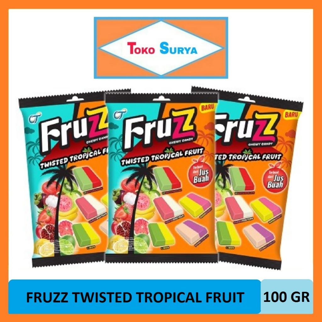 

Fruzz Chewy Candy Permen Lunak Aneka Rasa Twisted Tropical Fruit 100 Gr