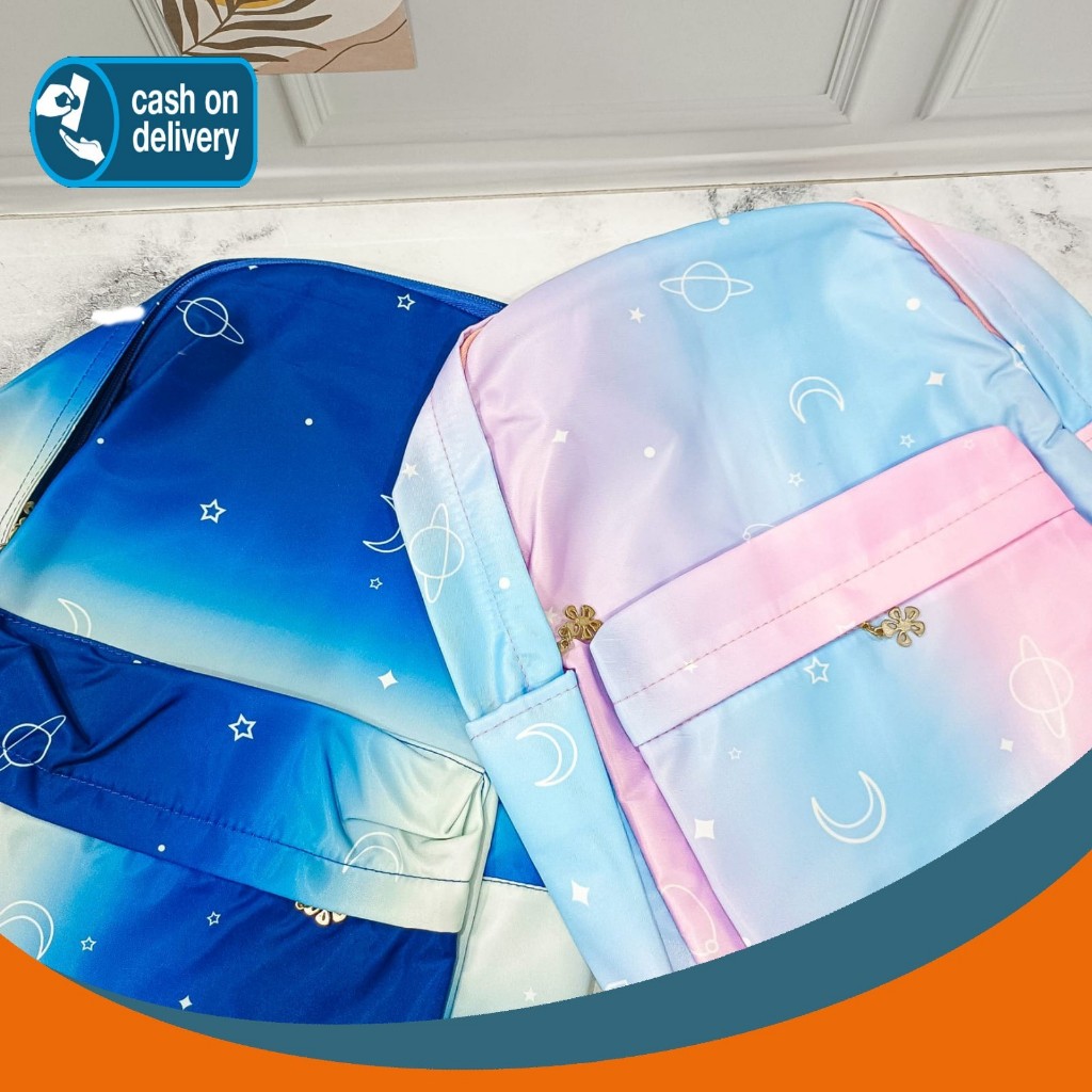 TAS OMBRE ANTI AIR WARNA PASTEL RANSEL PUNGGUNG ANAK MUAT LAPTOP BAGPACK LUCU UNIK FANCY KARAKTER AL