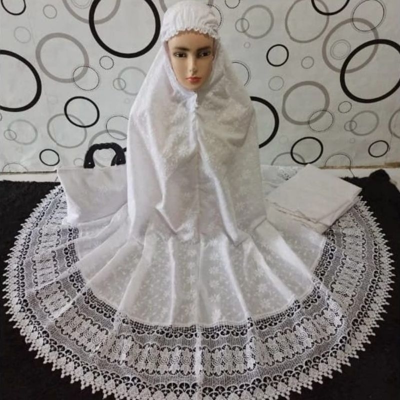 mukena Dewasa prada katun paris full bordir