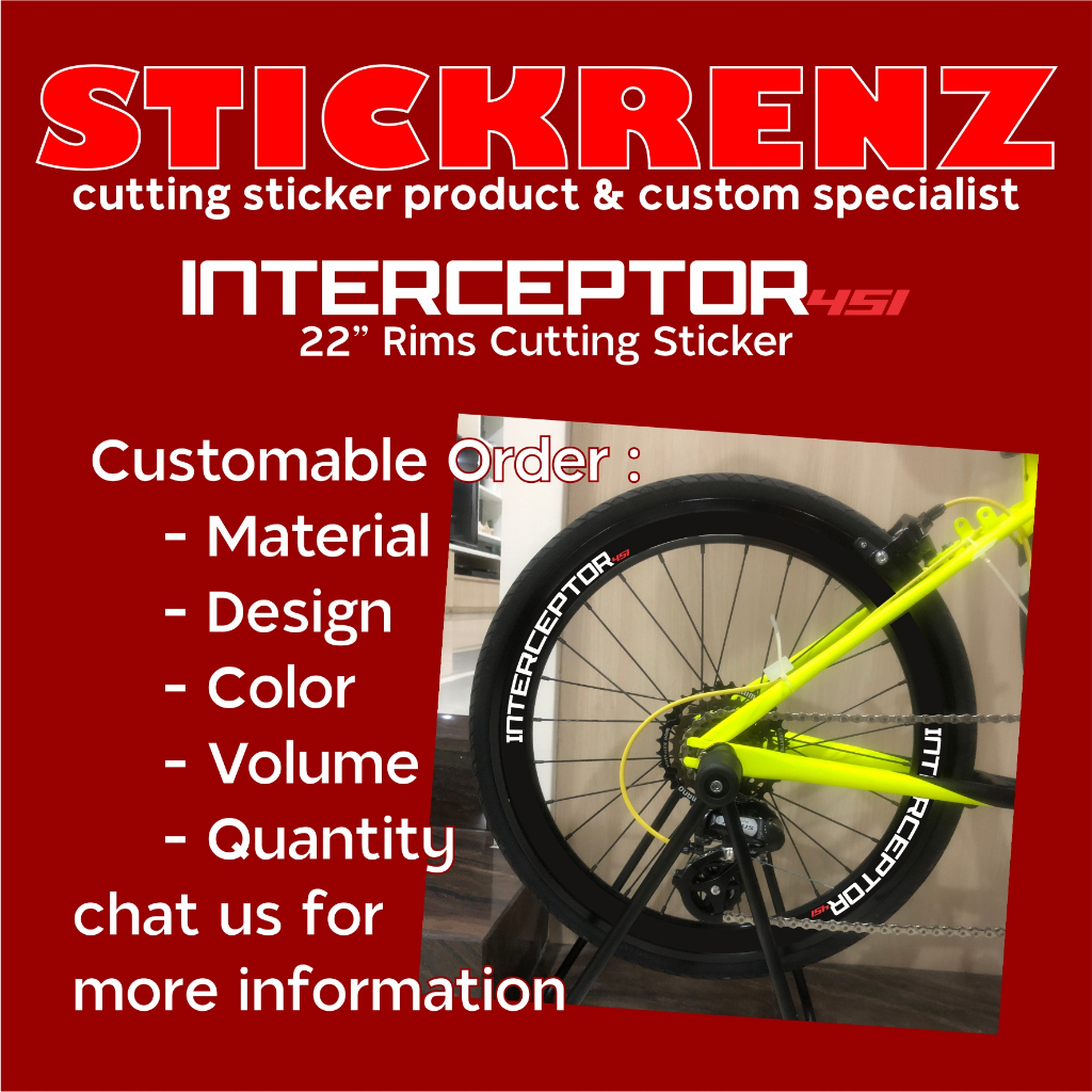 Cutting Sticker Stiker Velg Rims Sepeda Lipat 22" Interceptor 451 01
